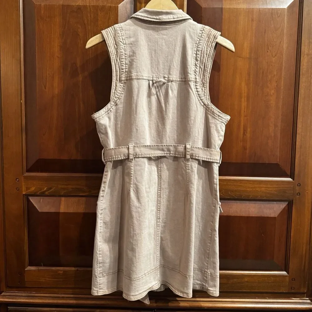 Anthropologie Pilcro Denim Button-Front Mini Dress Neutral Color US Size 6 NWT - Picture 15 of 16
